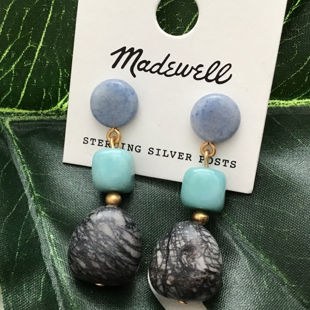 Madewell Earrings Semiprecious Stones New With Tag Rare Statement - Picture 2 of 8